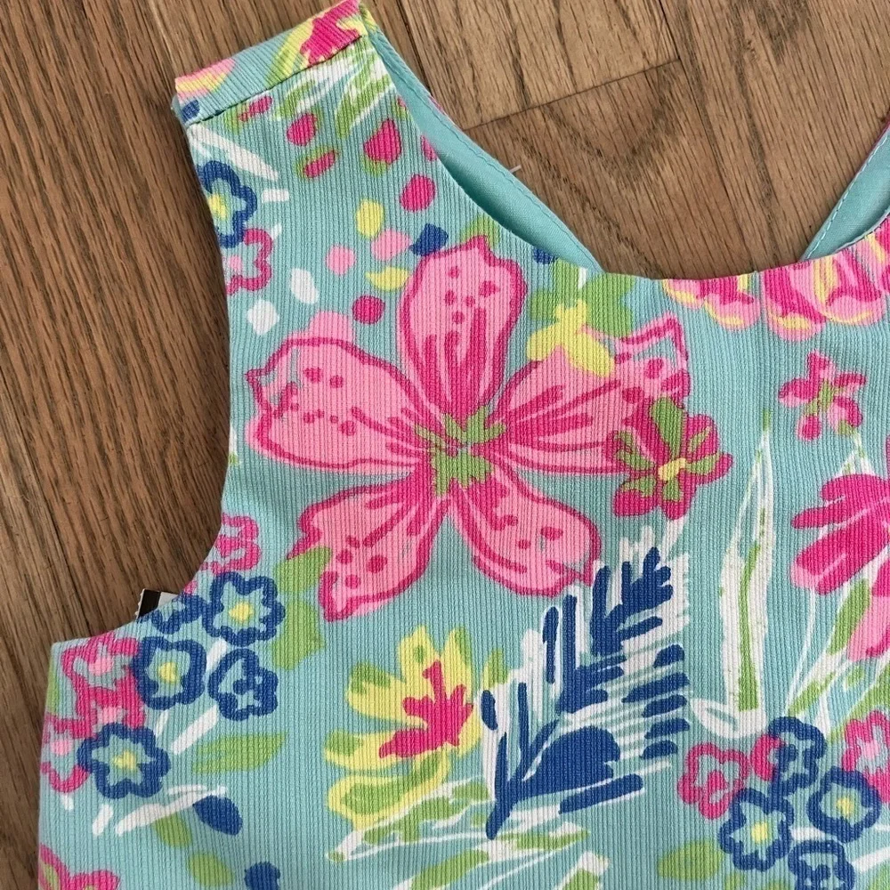 Lilly Pulitzer Inspired Shift Dress by Tommy Bahamas Sz 3/4 Floral Pink Blue